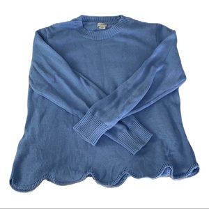 3/$35🌻J.Crew Blue Scalloped Crewneck Sweater Sz L